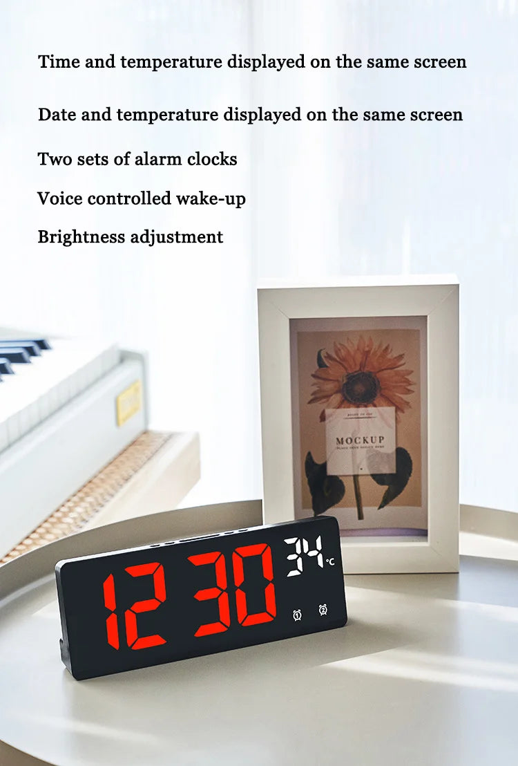 Creative Number Clock Color Nightlight Temperature Calendar Alarm Clock LED Large Number Electronic Clock Backlight Home Decor Beauty World Shop
