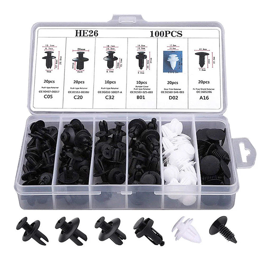 GM Rivet OPP Bag Or Box 6 Kinds of Auto Parts Quick Fastening Plastic Buckle 100 Pieces Mixed Beauty World Shop