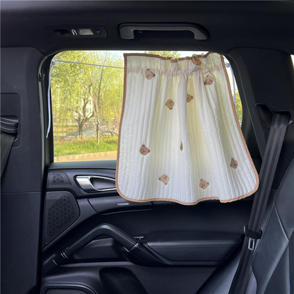 Cute Cartoon Embroidered Thickened Cotton Baby Car Window Sunshade Cover UV Protection Suction Cup Installed Sliding Curtain Beauty World Shop