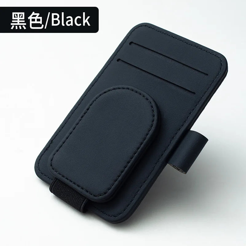 Multifunctional Pu Leather Car Sun Visor Glasses Holder Creative Sunshade Sunglasses Storage Case Magnetic Clip Pen Card Holder Beauty World Shop