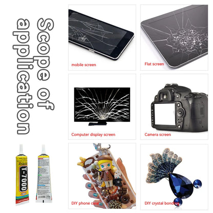 T7000 Black Contact Cellphone Tablet Repair Adhesive Zhanlida Strong t-7000 Glue 15ML 50ML 110ML with Fine Needle Outlet Beauty World Shop