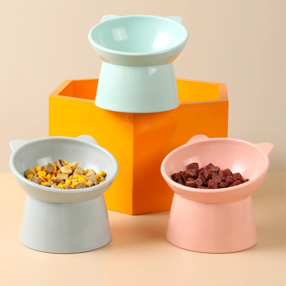 Tilted Cat Food Bowl Elevated Cat Bowl Ergonomic Cat Food Dish Anti Vomiting Plastic Feeding Bowl Non Slip for Flat- Faced Cats Beauty World Shop
