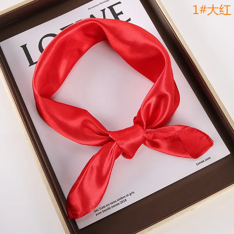 New Solid 60x60cm Square Scarf Single Imitation Silk Bright Light And Satin Performance Scarves Party Gift Beauty World Shop