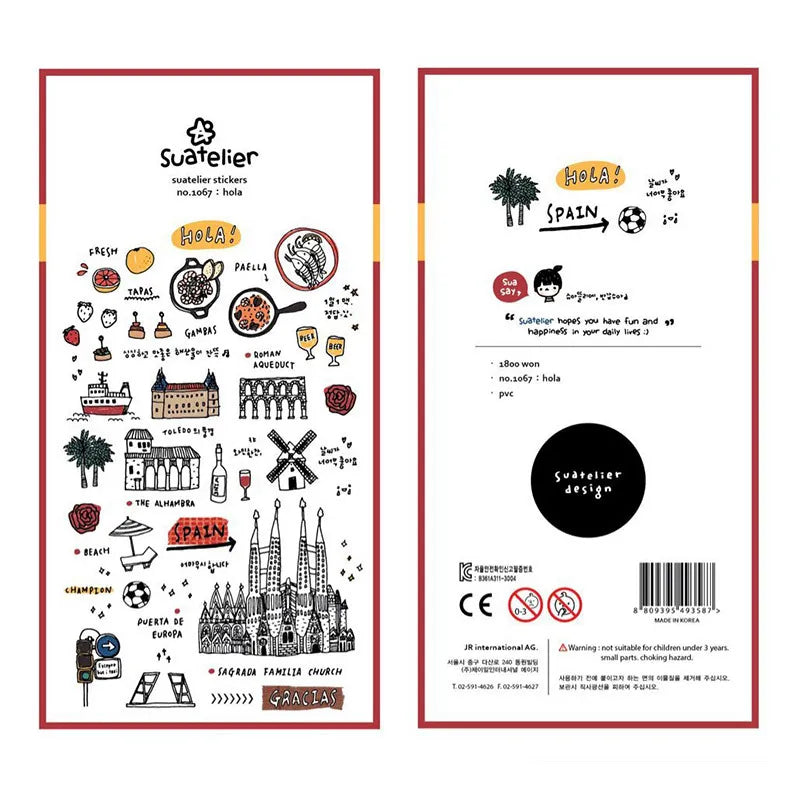 Korean Import Suatelier Travel Home Life Study Friend Stickers Scrapbooking Diy Journaling Diary Stationery Sticker School Gift Beauty World Shop