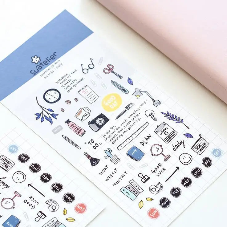 Korean Import Original Suatelier Collection Kawaii Daily Stickers Scrapbooking Diy Journal Stationery Sticker Deco Art Supplies Beauty World Shop
