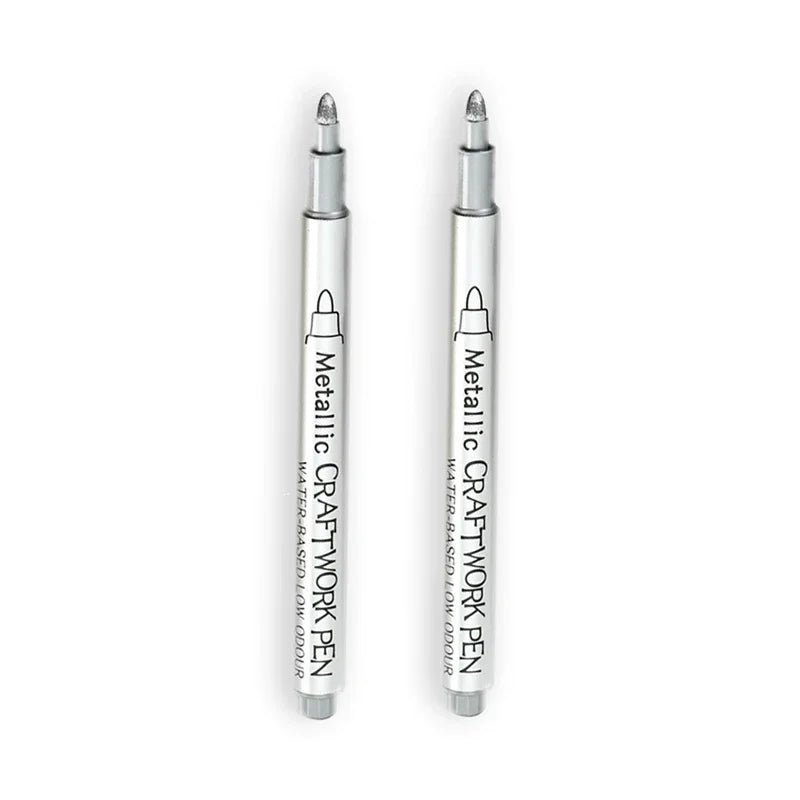 2/1Pc Brush Metallic Marker Pens Gold Silver Color Permanent Art Marker For Manga Crafts Scrapbooking School Stationery Supplies Beauty World Shop