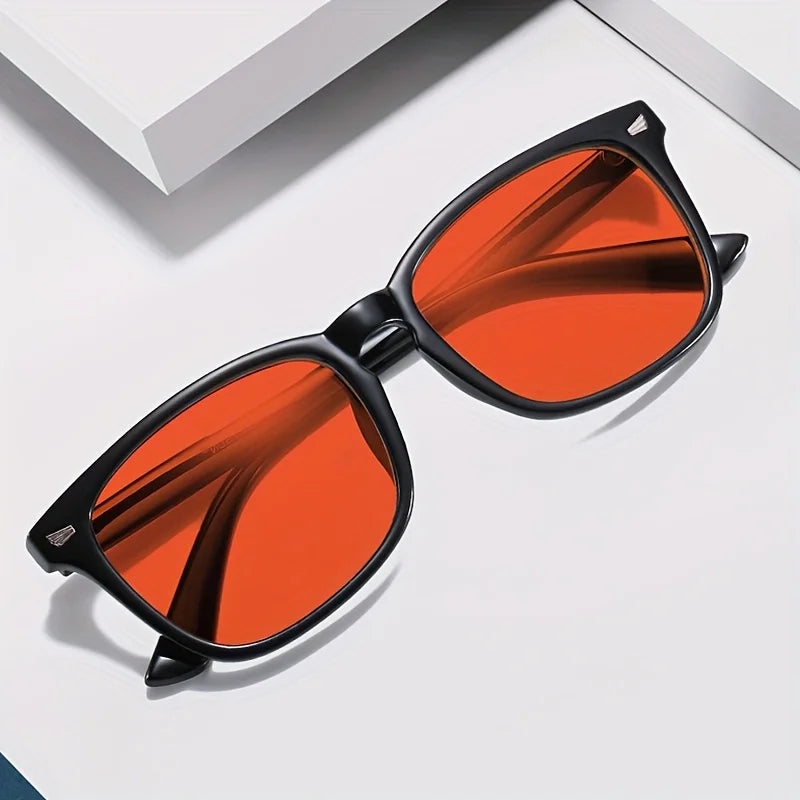 Classic Red Lens Blue Light Blocking Glasses Square Men Better Sleep Anti Filter Men Orange Women Eyeglasses Beauty World Shop