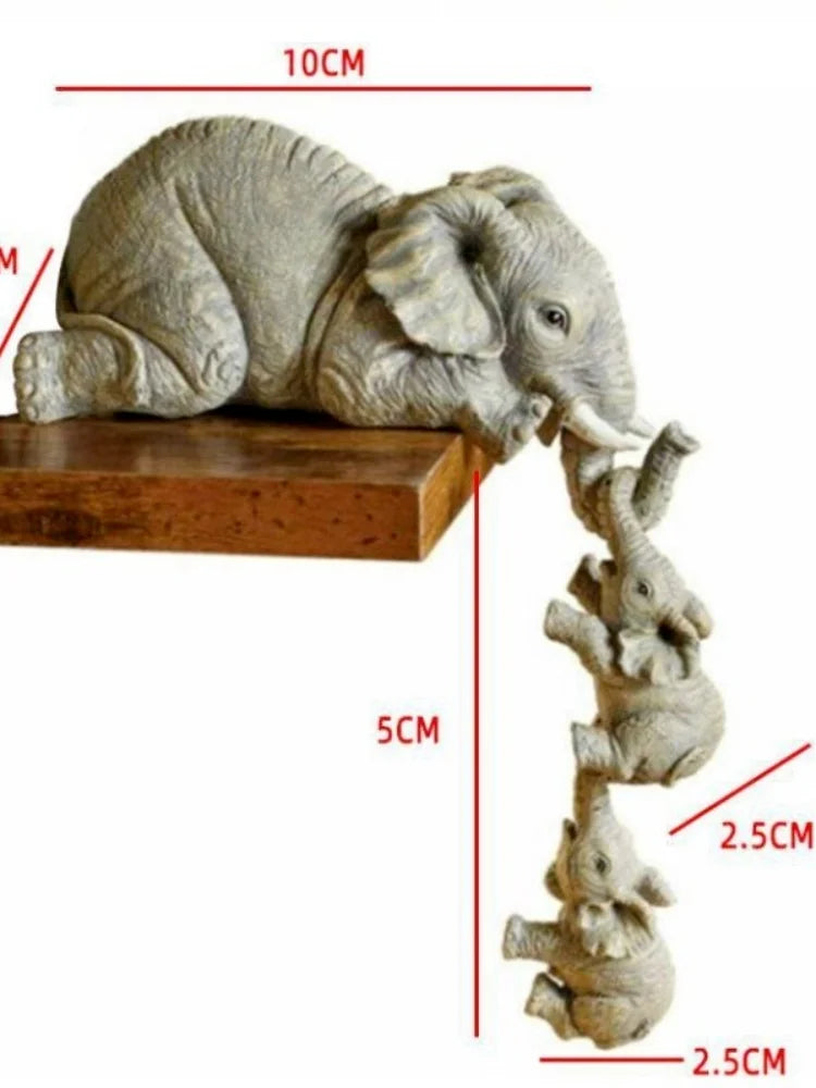 3pcs/set Cute Elephant Figurines Elephant Holding Baby Elephant Resin Crafts Home Furnishing Gift Beauty Fashion