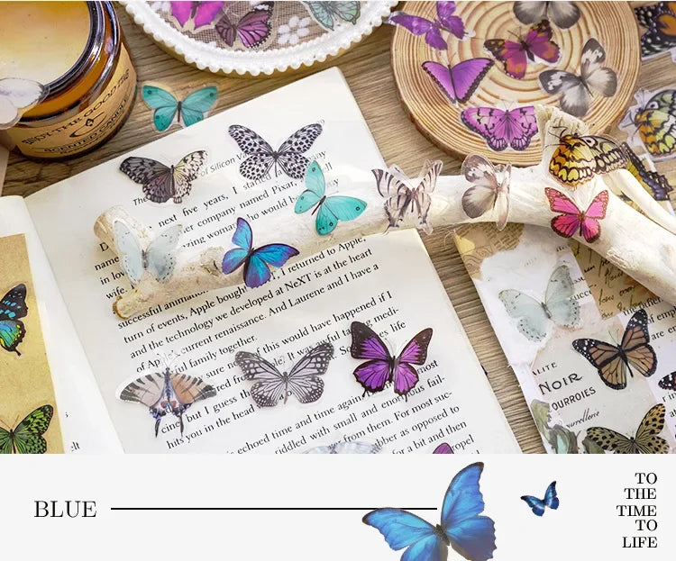 Journamm 40pcs/pack Butterfly Series Stickers Art Collage Junk Journal DIY Scrapbooking PET Waterproof Craft Aesthetics Stickers Beauty World Shop
