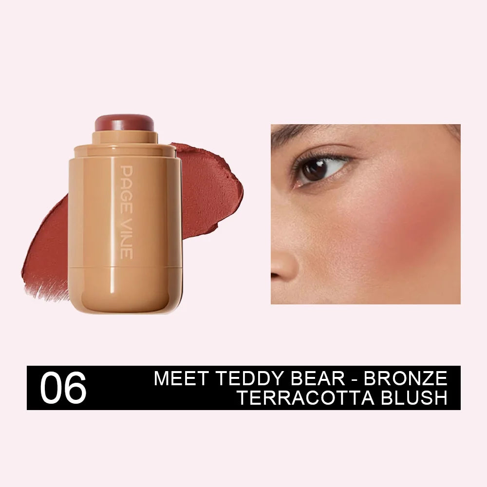New Blush Stick 3-in-1 Cheek Lip Tinted Moistured Blush Stick Silky Brighten Blush Cream Blusher Cosmetics Tubes Matte Contour Beauty World Shop