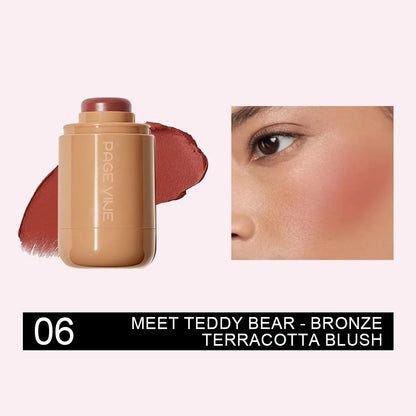 New Blush Stick 3-in-1 Cheek Lip Tinted Moistured Blush Stick Silky Brighten Blush Cream Blusher Cosmetics Tubes Matte Contour Beauty World Shop