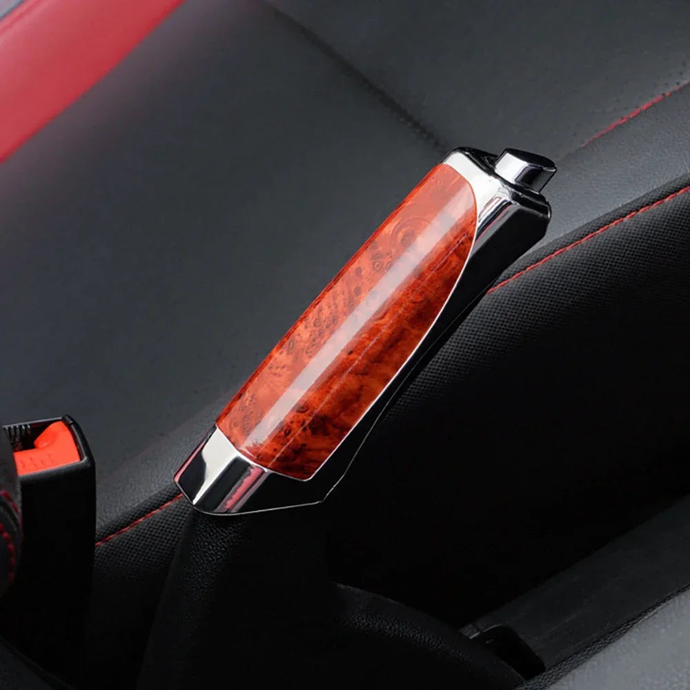 Universal Car Handbrake Grip Protect Cover Styling Wooden Carbon Fiber Decor High Quality ABS Smooth SUV Interior Accessory Beauty World Shop