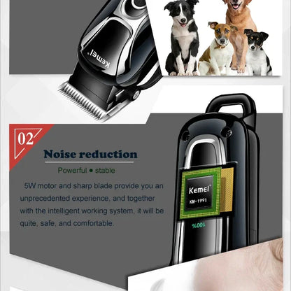 Kemei Rechargeable Professional Dog Hair Trimmer for Cat Cutter Grooming Machine Hair Remover Animal Hair Clipper for Pet Beauty Trend Shop