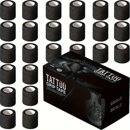 3/6/12/24/48 PCS Tattoo Grip Cover Wrap Disposable Black  Bandage For Tattoo Grip Bandage Machine Tape Tube Accessories Beauty World Shop