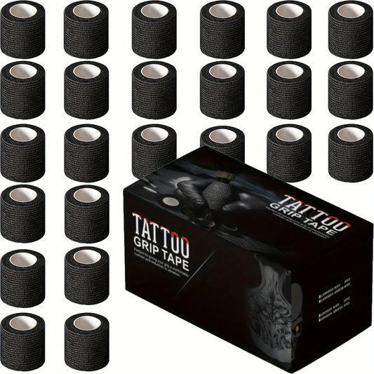 3/6/12/24/48 PCS Tattoo Grip Cover Wrap Disposable Black  Bandage For Tattoo Grip Bandage Machine Tape Tube Accessories Beauty World Shop