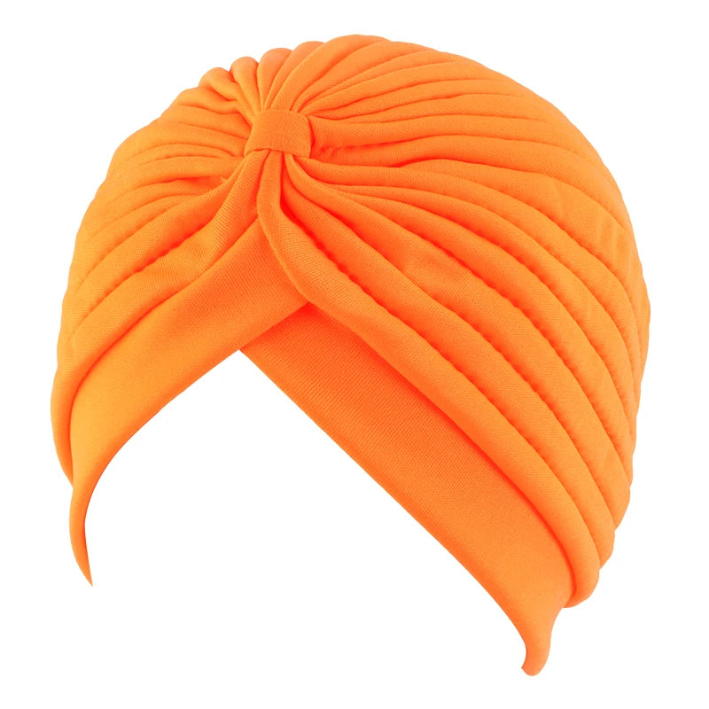 New Knotted Ruffle Turban Ladies Soft Headscarf Casual Streetwear Female Muslim Hijab Indian Hats Cancer Chemo Cap Turbante Beauty World Shop