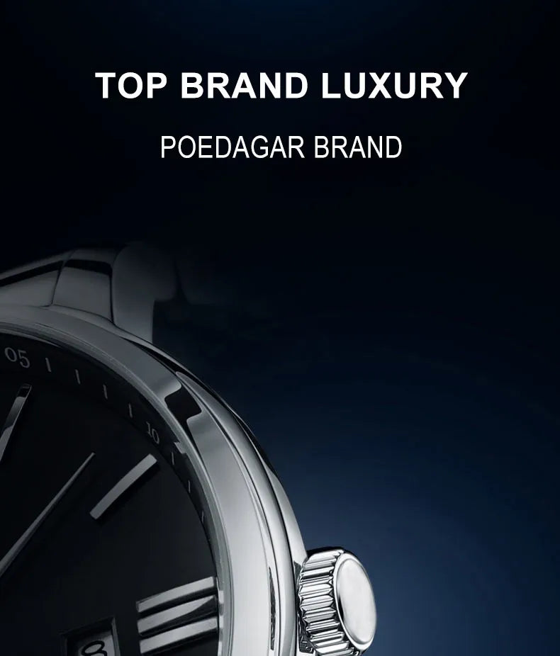 POEDAGAR Luxury Sports Men's Wristwatch Stainless Steel Waterproof Date Man Watch High Quality Casual Fashion Quartz Men Watches Beauty World Shop