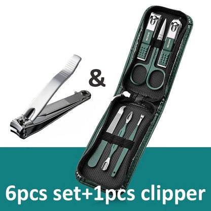 Ouriner 6-18Pcs Portable Manicure Sets Pedicure Kits Bright Black Nail Clipper Set Personal Care Tools Eyebrow Scissors Beauty World Shop
