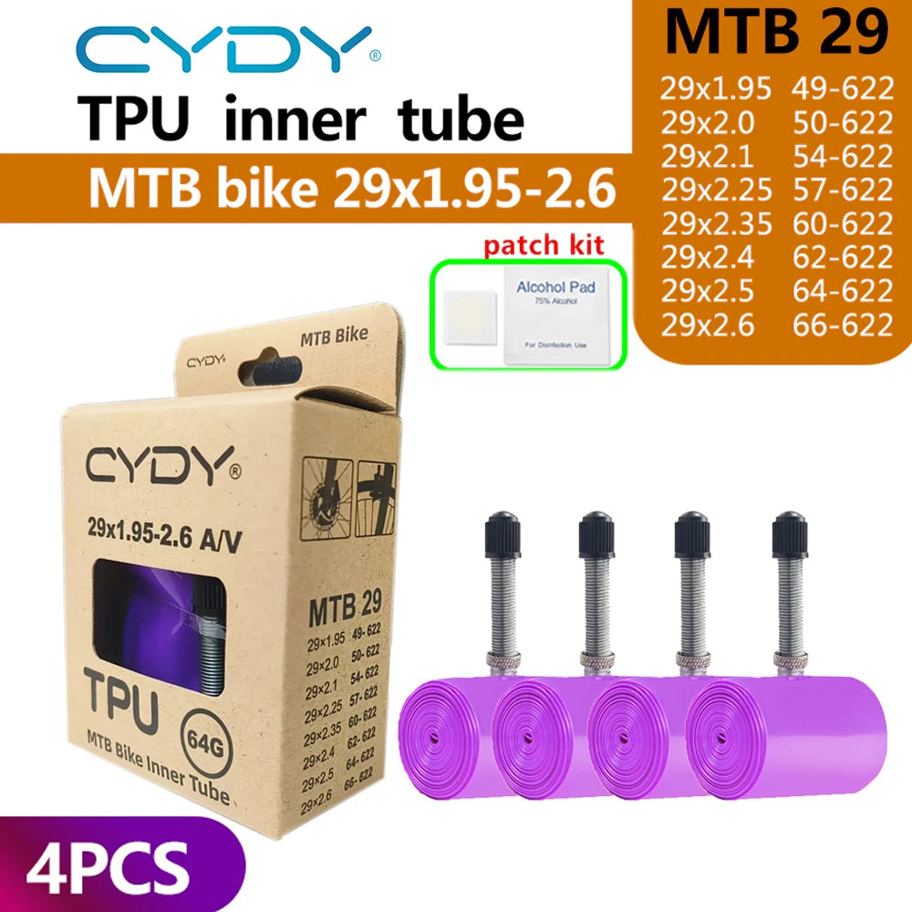CYDY TPU MTB Bike Inner Tube Camera 29 26 27.5 29x1.95-2.6 Inch Mountain Bicycle Tire Schrader Valve AV pneu 29er Cycling Tube Beauty World Shop