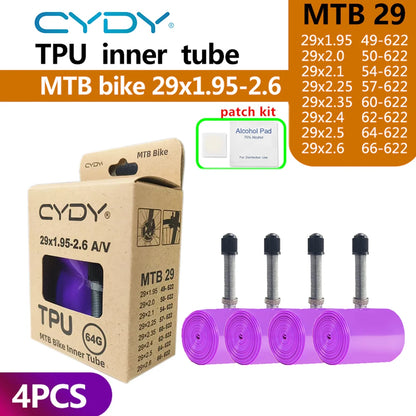 CYDY TPU MTB Bike Inner Tube Camera 29 26 27.5 29x1.95-2.6 Inch Mountain Bicycle Tire Schrader Valve AV pneu 29er Cycling Tube Beauty World Shop