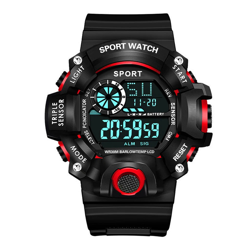 Fashion Men's Watch Sports Electronic Wristwatch Large dial Multifunctional Waterproof Luminous Alarm Kids Male's Military Watch Beauty World Shop
