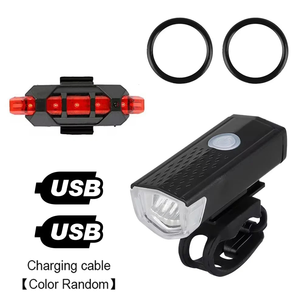 Bike Light Set Front Light with Taillight USB Rechargeable Easy to Install 3 Modes Bicycle Accessories for the Bicycle Road MTB Beauty World Shop