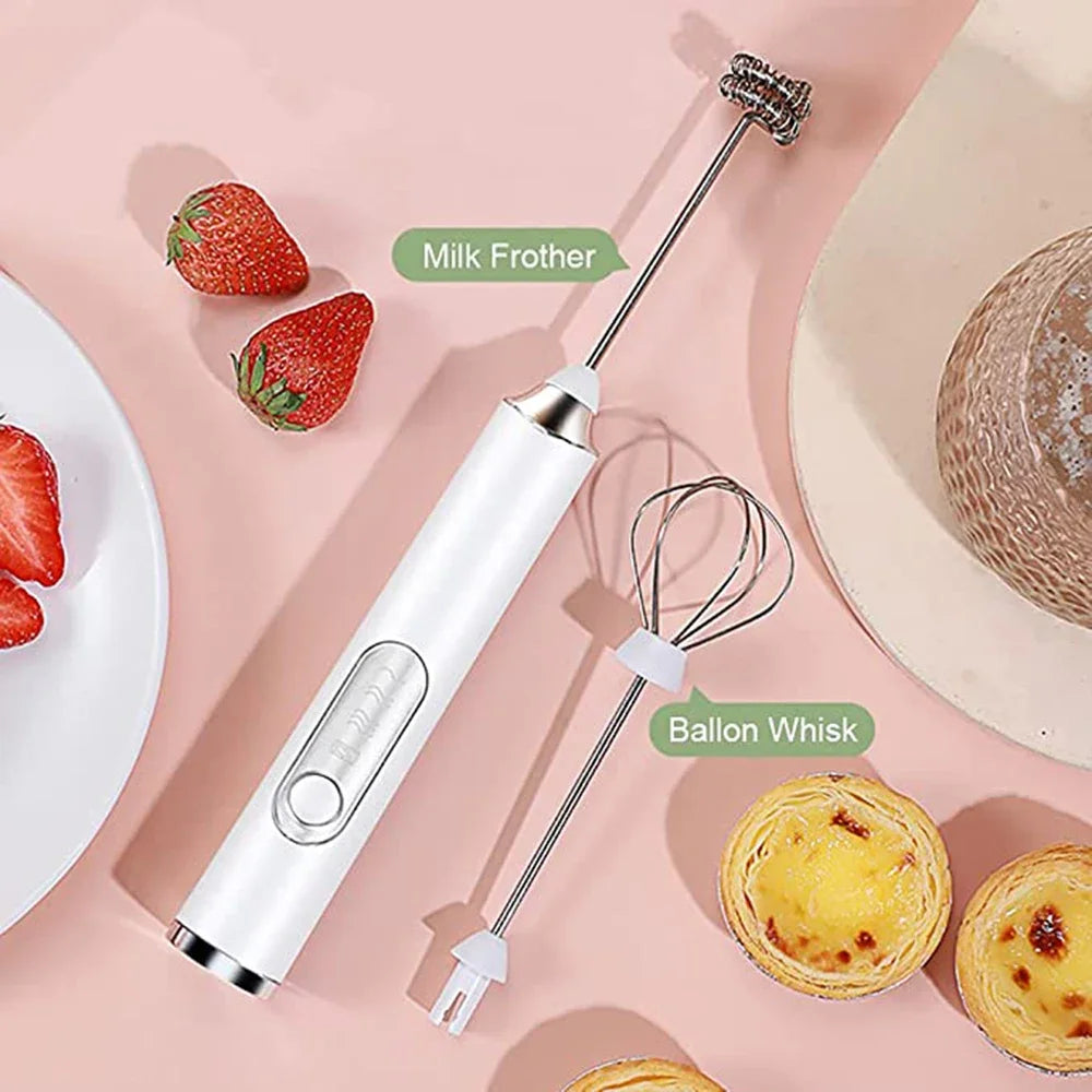 TINSOL  Electric Milk Frother Mini Handheld Wireless Powerful USB Rechargeable Convenience Coffee Milk Whipping Kitchen Whisks Beauty World Shop