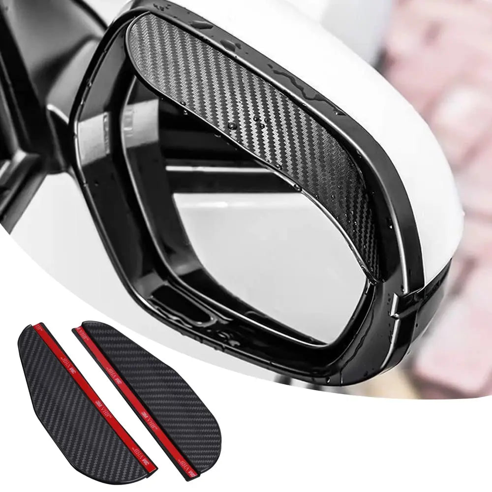 2PCS Carbon Fiber Rearview Mirror Rain Guards - Anti-Glare Sun Visor Cover for Clear Vision, Universal Car Mirror Accessories Beauty World Shop