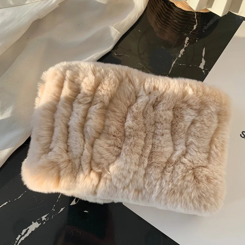Women Handmade Stretch 100% Real Rabbit Fur Scarf Knit Genuine Rex Rabbit Fur Headbands Girls Natural Rabbit Fur Ring Scarves Beauty World Shop