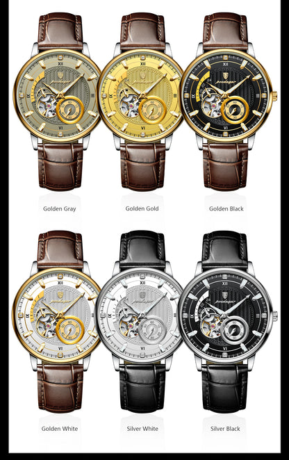 POEDAGAR Fashion Business Men Watch Waterproof Luminous Hollow Tourbillon Male Clock Automatic Mechanical Leather Men's Watches Beauty World Shop