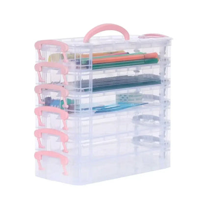 3/6-layer Paintbrush Box Watercolor Detachable Pen Storage Box Color Multi-function Stationery Organizer School Supplies Beauty World Shop