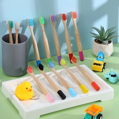 10pcs Round Handle Adult & Children Natural Eco Friendly Travel Tooth Teeth Brush Bamboo Toothbrush With Medium Hard Bristlesth Beauty World Shop