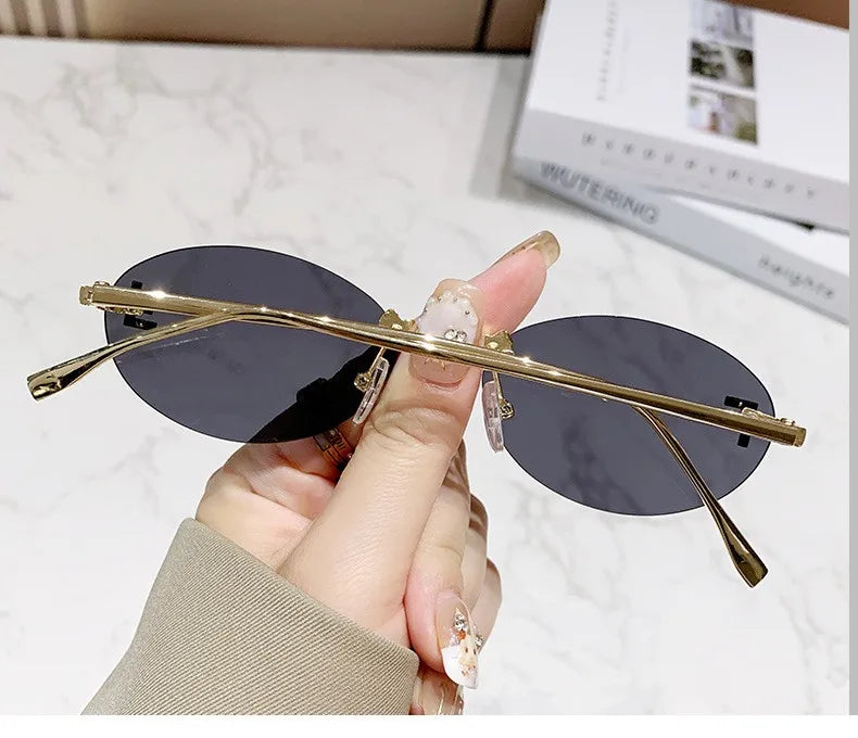 Elegant Diamond Oval Sunglasses Male Letter "F" Rimless Sunglasses  car sunglasses 90902 Beauty World Shop