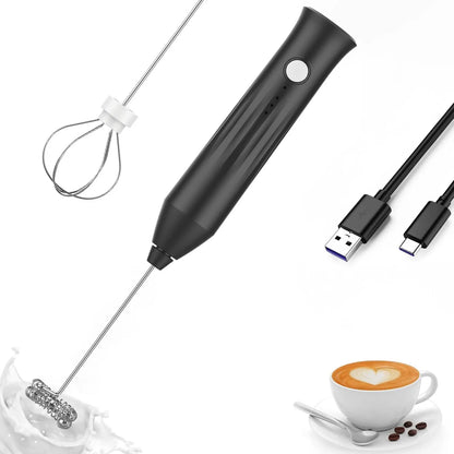 MINI Milk Frother USB Rechargeable 3 Speeds Foam Maker Coffee Whisk Mixer Electric Handle Blender Egg Beater Beauty World Shop