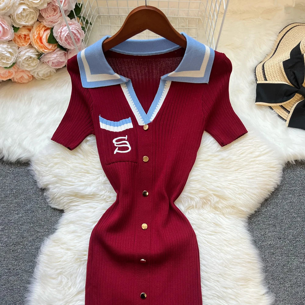 YuooMuoo Brand Fashion Summer Knitted Dress Women 2025 New Y2K Embroidery Long Bodycon Sweater Dress Streetwear Lady Vestidos Beauty World Shop