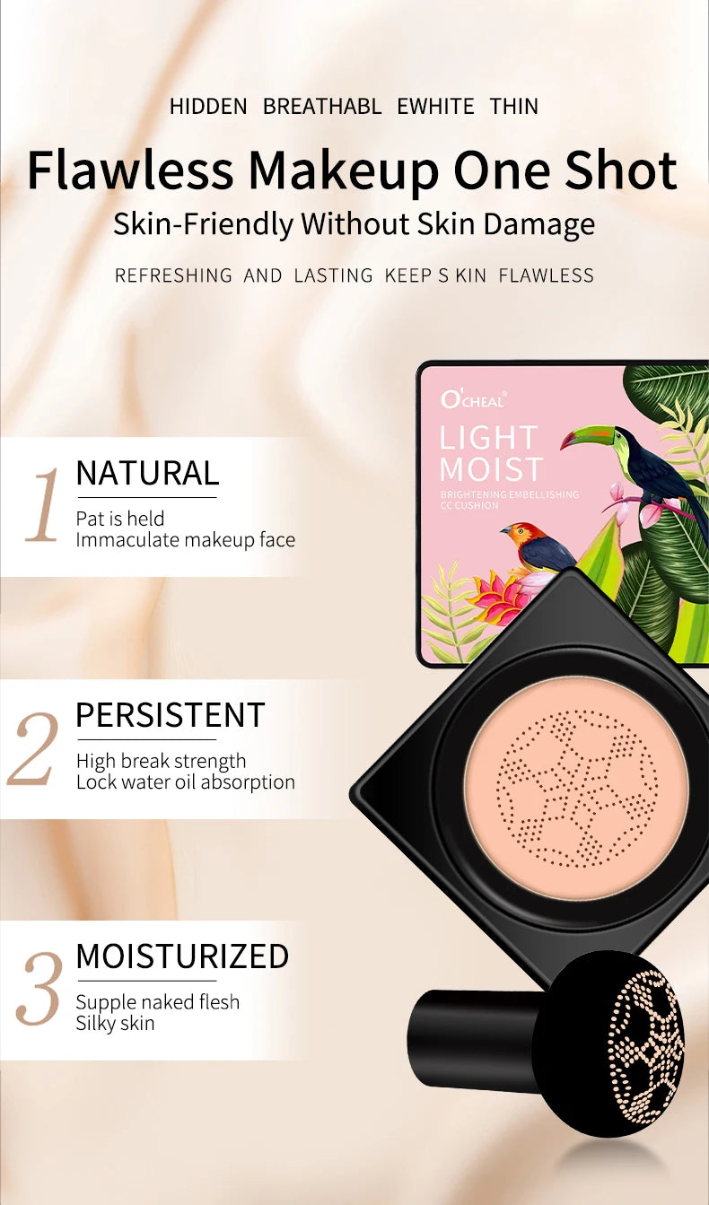 OCHEAL Mushroom Head BB Cream Foundation Cream for Face Makeup Concealer Cushion for Face Base Cream Makeup Cushion Compact Beauty World Shop