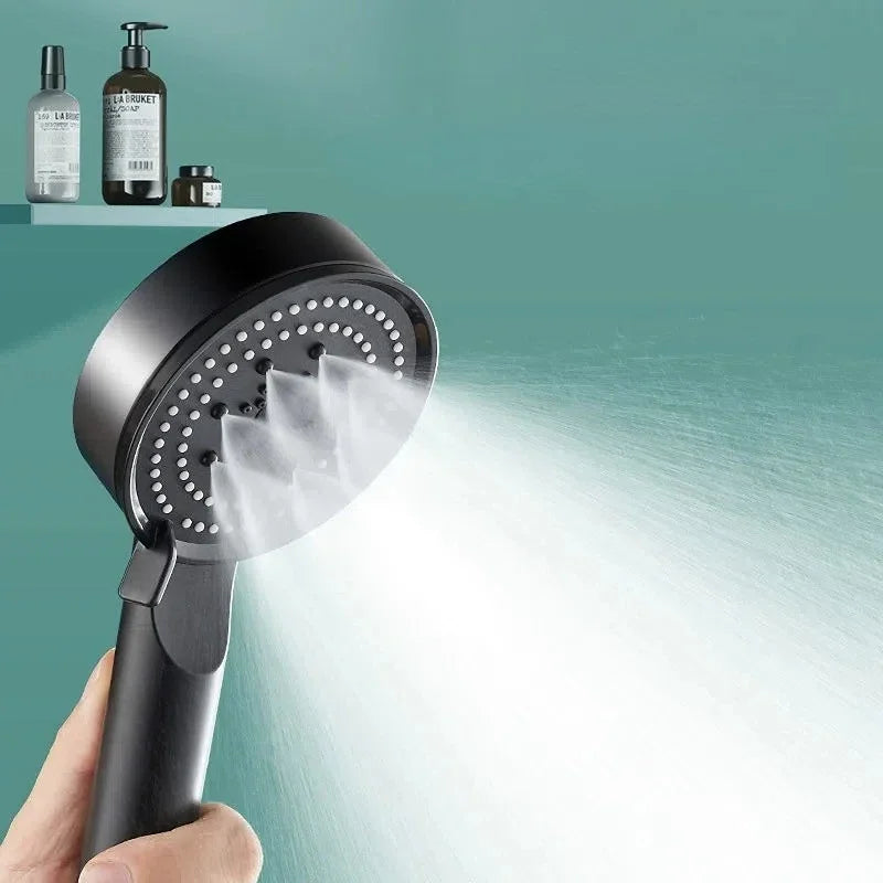 Black 5 Modes Shower Head Adjustable High Pressure Water Saving Shower Head Water Massage Shower Head Bathroom Accessories Beauty World Shop