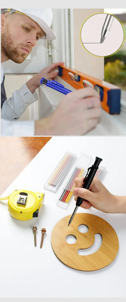 Solid Carpenter Pencil Set Woodworking Tools Mechanical Pencil 5 Colors Refill Construction Job Tools Carpentry Marking Scriber Beauty World Shop