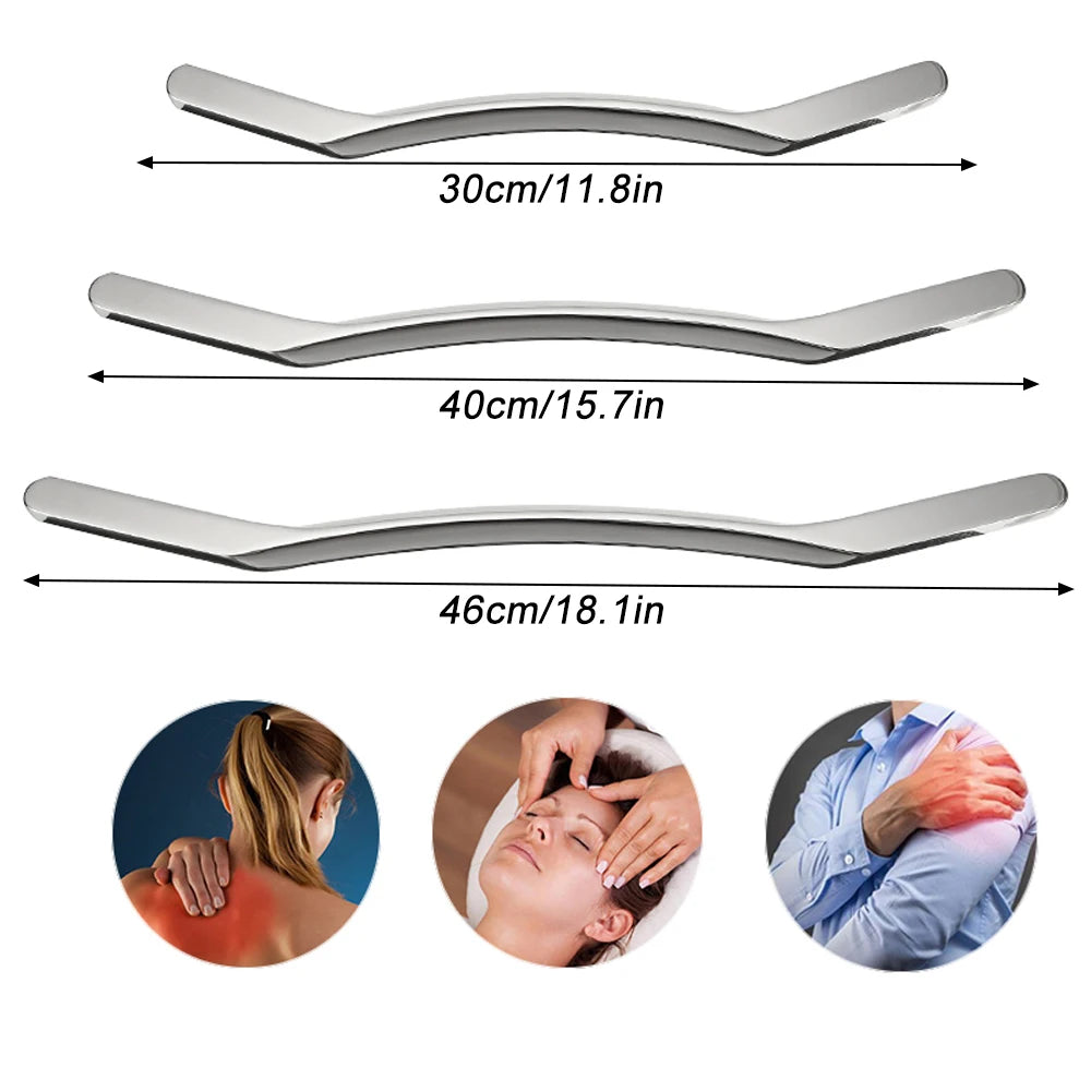 1Pcs Sport Stainless Steel Long Gua Sha Tool-Guasha Long Bar Muscle Scraping Massage Tools-Help Relieve Sore Muscles Soft Tissue Beauty World Shop