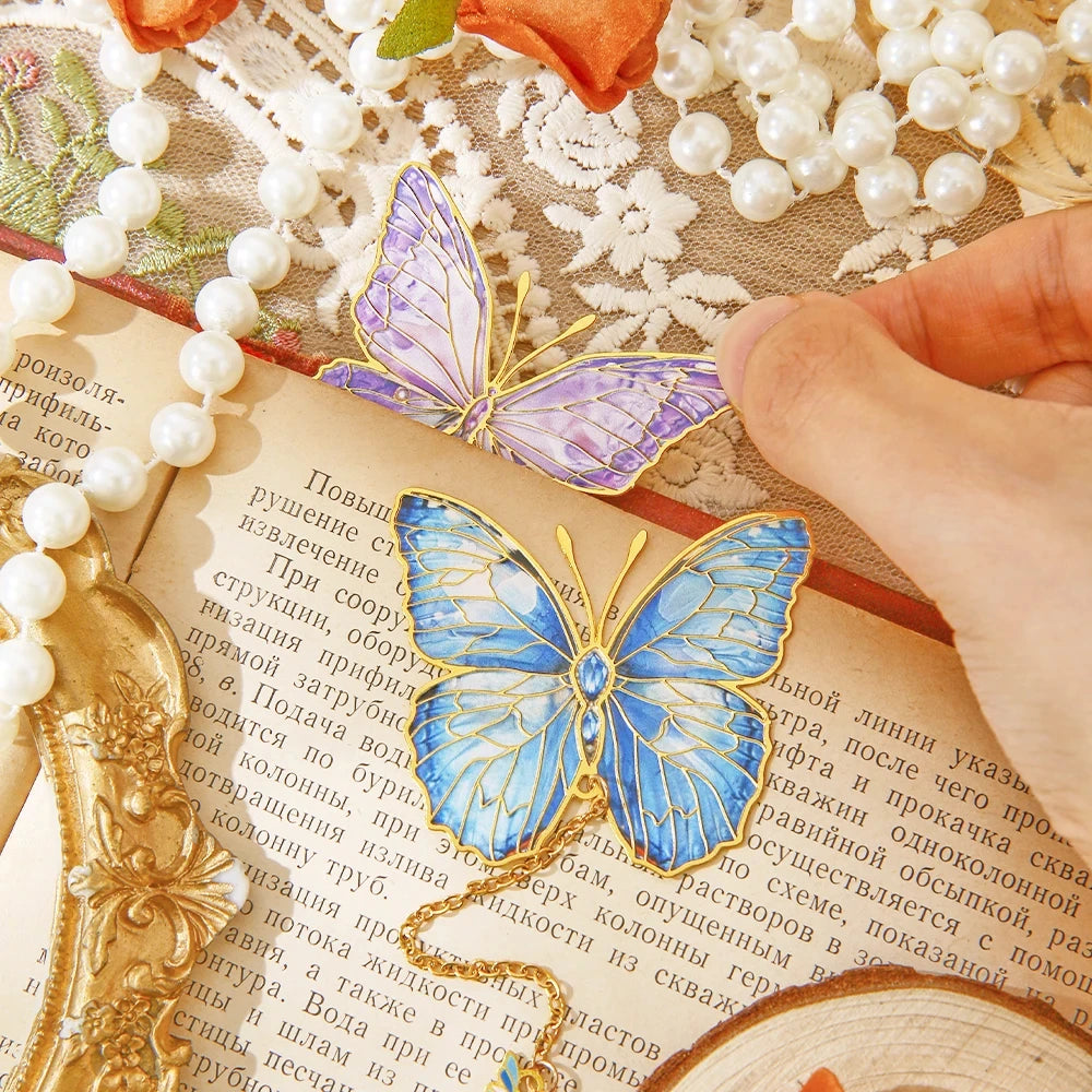 Mini Cute Butterfly Metal Bookmark With Chain And Gold Foil Design, Butterfly Book Page Holder, Vintage Bookmark To Aid Reading Beauty World Shop