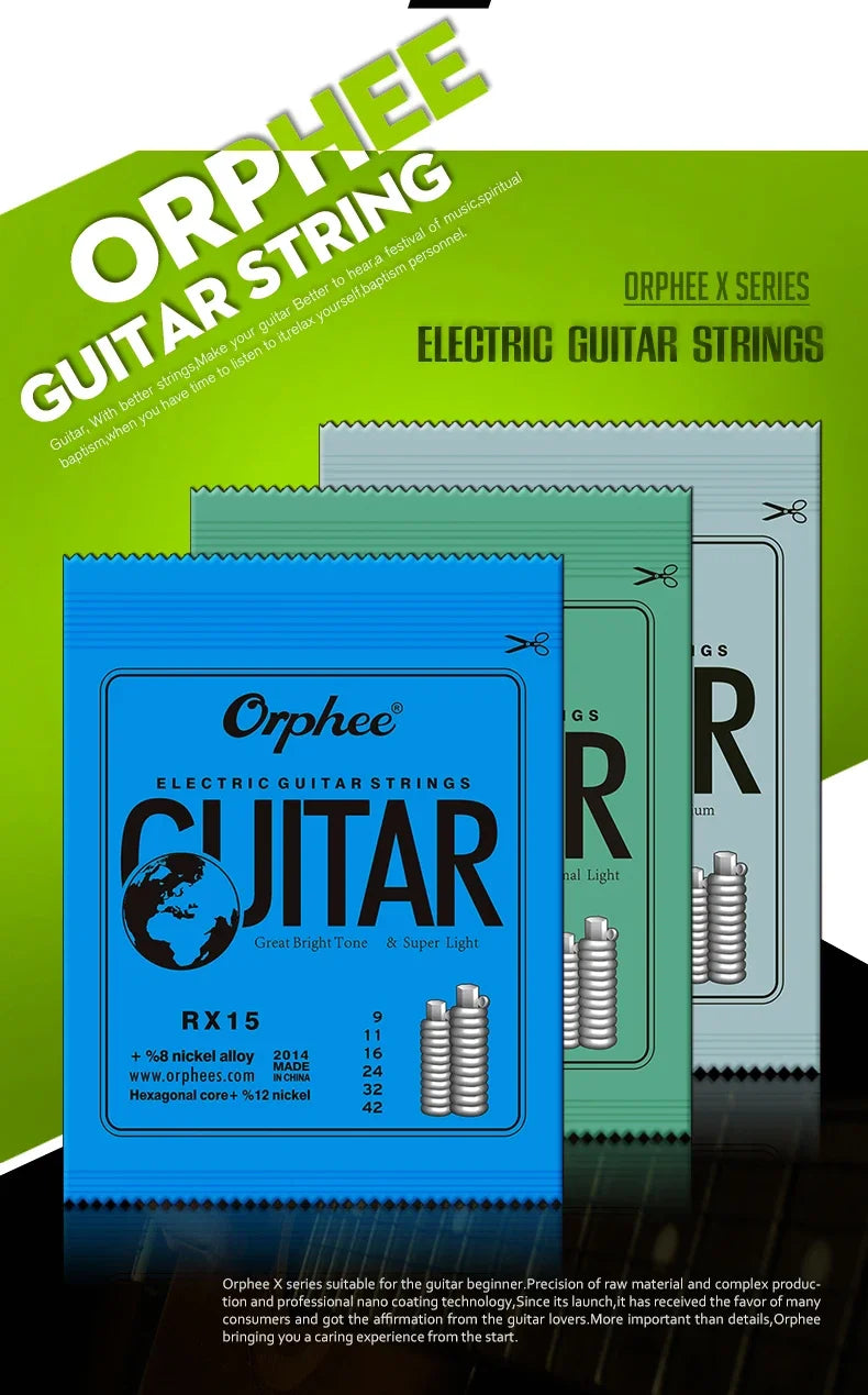Orphee 1/5/10 Pcs Electric Guitar Strings Set RX Series Hexagonal Carbon Steel 6 String for Electric Guitar Accessories&Parts Beauty World Shop