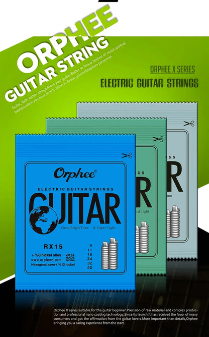 Orphee 1/5/10 Pcs Electric Guitar Strings Set RX Series Hexagonal Carbon Steel 6 String for Electric Guitar Accessories&Parts Beauty World Shop