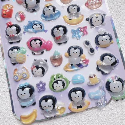 NEKONI Cute Animals Seal Bear Penguin 3D Stickers Scrapbooking DIY Journaling Stationery Diary Cute Stickers School Supply Beauty World Shop