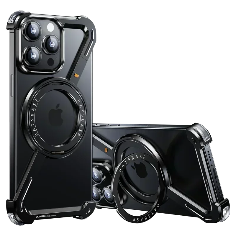 Oatsbasf Z Shape Phone Case for iPhone 16 15 14 Pro Max with Stand 360°Rotatable Magsafe Minimalist Frameless Protective Cover Beauty World Shop