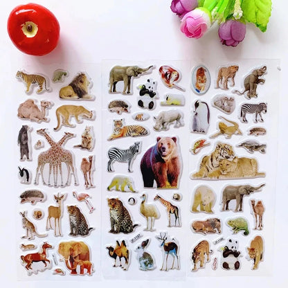 10 Sheets 3D Puffy Stickers Animals Bulk Stickers Scrapbook Decoration Birthday New Year Christmas Gifts for Kids Boys Girls Beauty World Shop