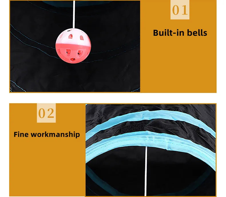 Cat Tunnel Pet Supplies Cat S T Pass Play Tunnel Foldable Cat Tunnel Cat Toy Breathable Drill Barrel for Indoor loud paper Beauty World Shop