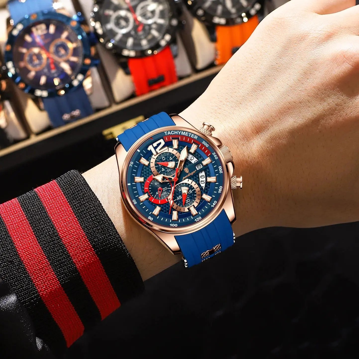 POEDAGAR Luxury Watch For Men Date Chronograph Luminous Waterproof Silicone Male Watch Fashion Sports Quartz Men's Watches Reloj Beauty World Shop