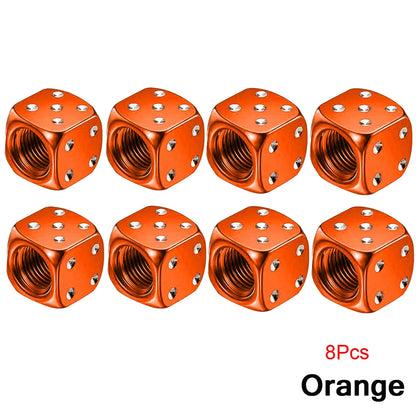 Aluminum Dice Tire Valve Caps Dustproof Car Truck Motocycle Bike Dice Wheel Stem Tyre Tire Wheel Stem Air Valve Dust Cap Cover Beauty World Shop