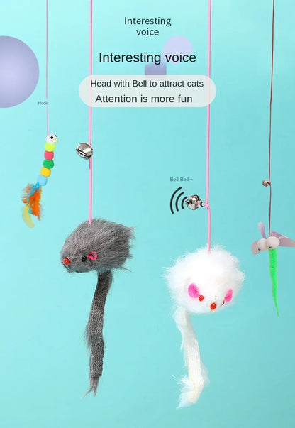 7pcs Random Cat Toy Swing Sticky Disc Elastic Hanging Door Teasing Cat Rope Long Rope Teasing Cat Cat Toy Cat Accessories