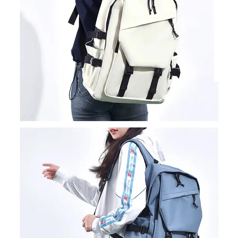 One 15 Inch Polyester Waterproof Solid Color Simple Men's Backpack Fashion Couple Student Computer Backpack Beauty World Shop